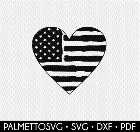 Heart American Flag Svg Dxf File Stencil Monogram Frame Etsy India