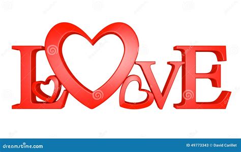 3d Text Of The Word Love With One Letter Forming A Heart Shape Stock