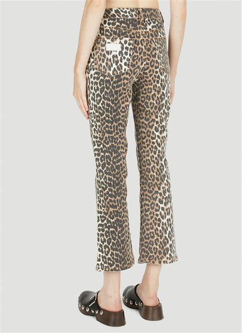 Betzy Leopard Print Jeans In Brown Ganni