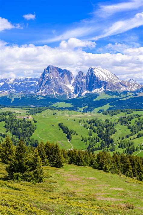 Seiser Alm Or Alpe Di Siusi Beautiful Mountain Scenery At Dolomites