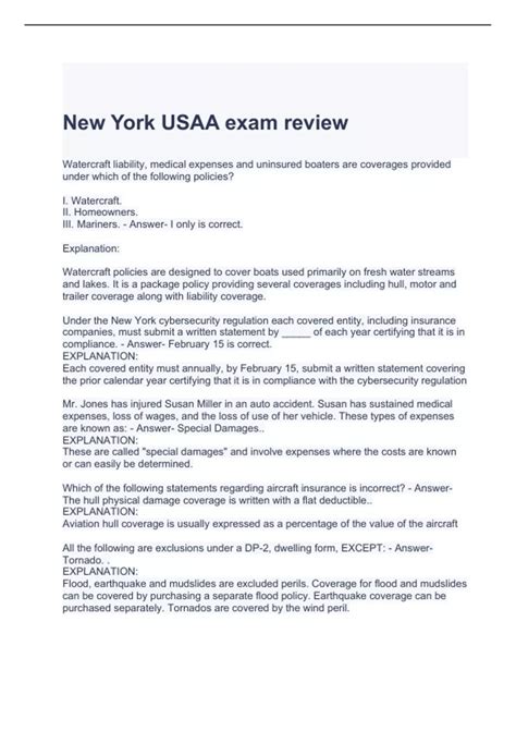 New York USAA exam review 2023/2024 questions and answers - USAA
