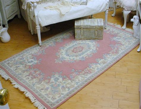 Vintage Rug Aubusson French Romantic Cottage Shabby Chic French