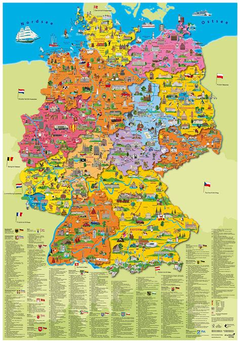 Germania Atracție Harta Germania Harta Atractii Europa De Vest Europa