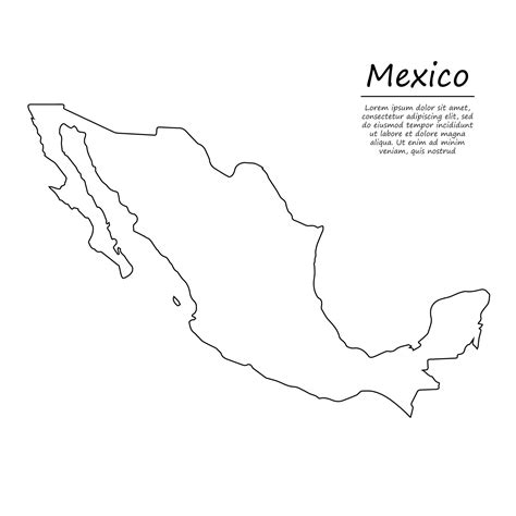 Simple Outline Map Of Mexico In Sketch Line Style 21808585 Vector Art