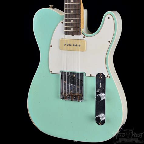 Fender 1963 Custom P90 Relic Telecaster Faded Surf Green Olympic White