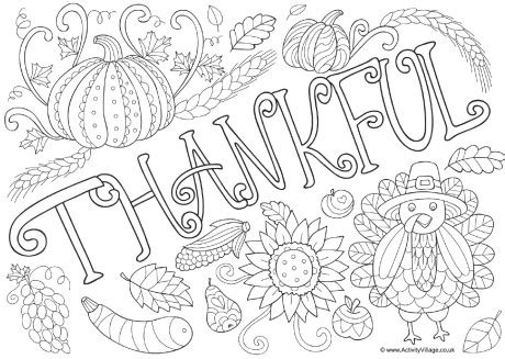 4 free printable mother's day ecards to color. Thankful Doodle Colouring Page