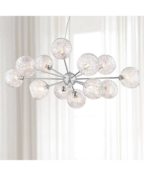 Possini Euro Design Wired Chrome Hanging Chandelier Lighting 32 Wide