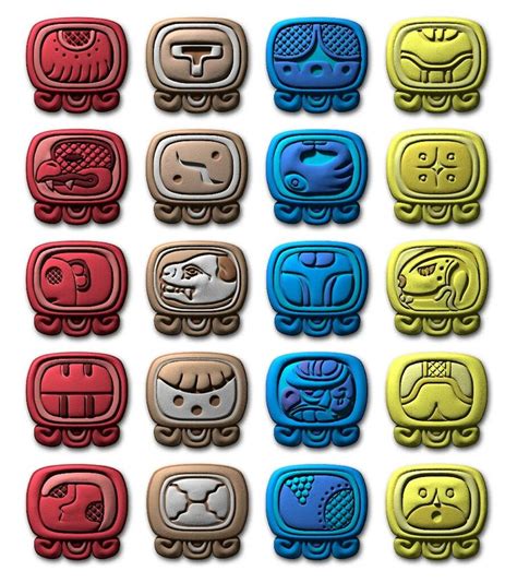 Tzolkin Maya Gliph Glifos Mayas Glifos Mayas Símbolos Mayas