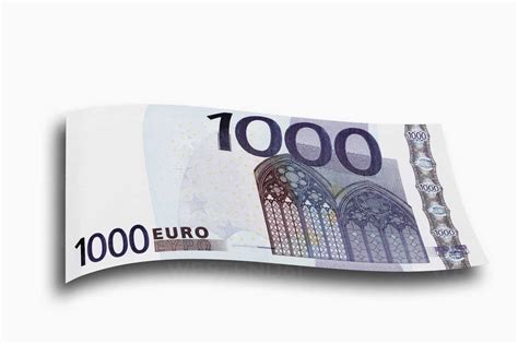 1000 Euro Note On White Background Close Up Stock Photo