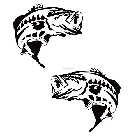 Large Mouth Bass Pair Decal Large Mouth Bass Pair Fishing Decal