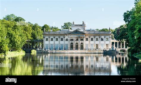Lazienki Palace With Lake And Park On An Artificial Island Warsaw Mazovia Province Poland