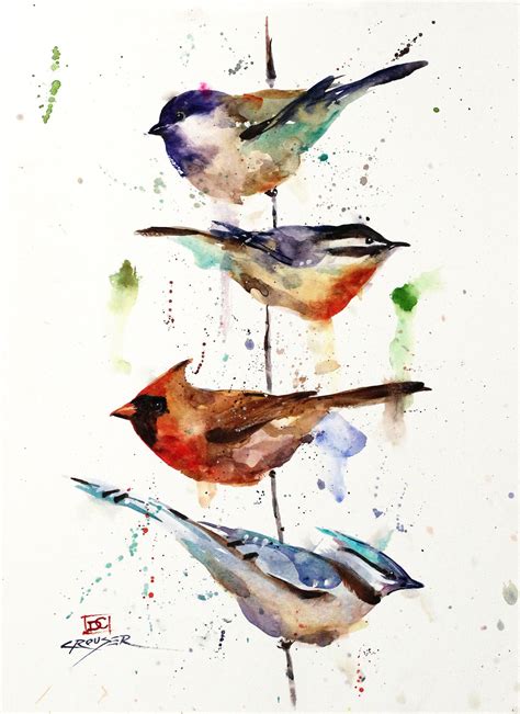 Cardinal Chickadee And Nuthatch Watercolor Bird Print By Dean Crouser By Deancrouserart On Etsy