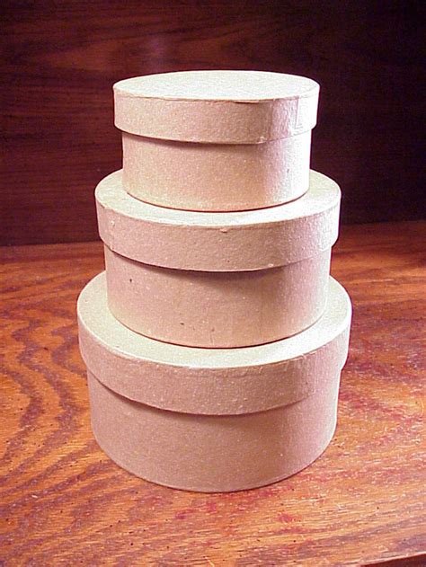 3 Piece Set Of Round Paper Mache Boxes Made By Darice No Etsy