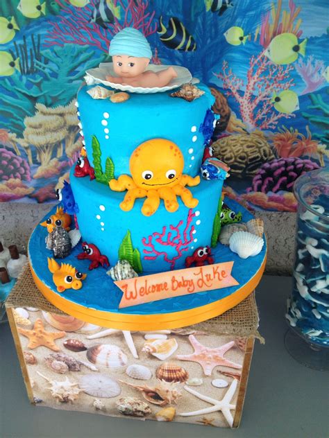 Pin By Jessica Newhouse On Under The Sea Baby Shower Cakes Sea Baby