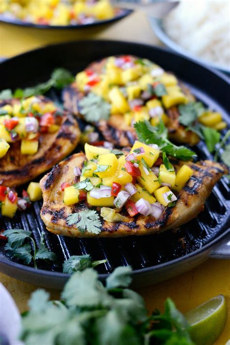 Grill, turning once for 7 to 10 minutes on each side, or until juices run clear. Grilled Cuban Mojo Chicken with Mango Salsa - Simply Scratch