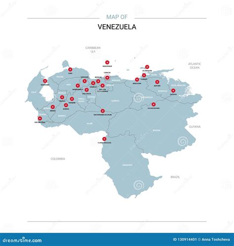 Venezuela Map Vector With Red Pin Stock Vector Illustration Of