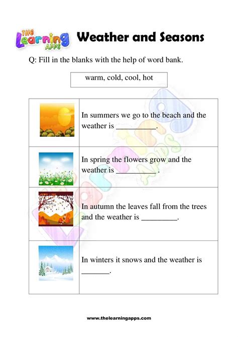 Free Weather And Seasons Grade 3 Worksheet 04 For Kids