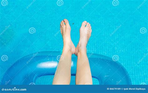 Young Woman Lying And Sunbathing In The Swimming Pool Stock Image Image Of Recreation Skin