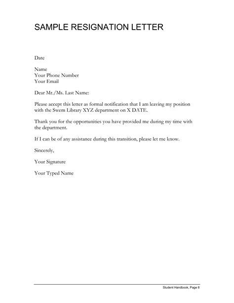 Resignation letter generator by designhill is a free tool that helps you create resignation letter samples in minutes. Formal Resignation Letter Format | Templates at ...
