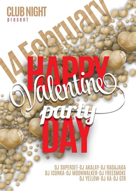 Valentines Day Party Flyer Background Design Vector Template Of