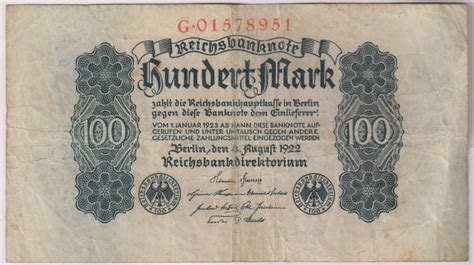 Germany Berlin 100 Mark 1922 Currency Note G Kb Coins And Currencies