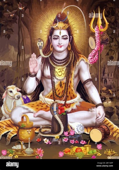 Hinduism Lord Shiva Spiritual Illustration Holy Peace Stock Photo Alamy