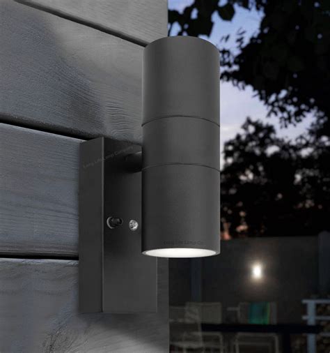 Dusk Till Dawn Sensor Black Outdoor Up Down Wall Light Stainless Steel