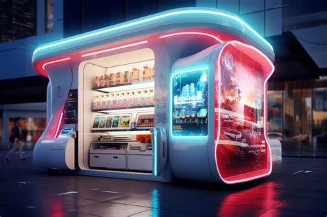 Premium Ai Image Futuristic Vending Machines And Kiosks Future