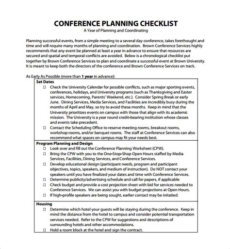Free 10 Sample Conference Planning Templates In Pdf Ms Word