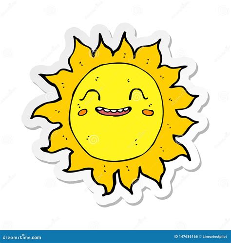Pegatina De Una Caricatura Feliz Sol Ilustración Del Vector