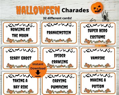 Halloween Charades Halloween Game Halloween Download Now Etsy