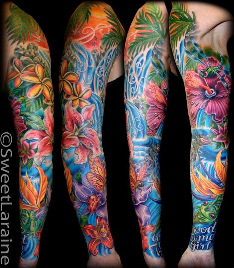 Tropical Flowers Hawaiian Flower Tattoos Tropical Flower Tattoos Flower Tattoo Sleeve