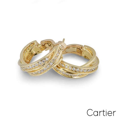 Cartier Yellow Gold Diamond Trinity Earrings Rich Diamonds