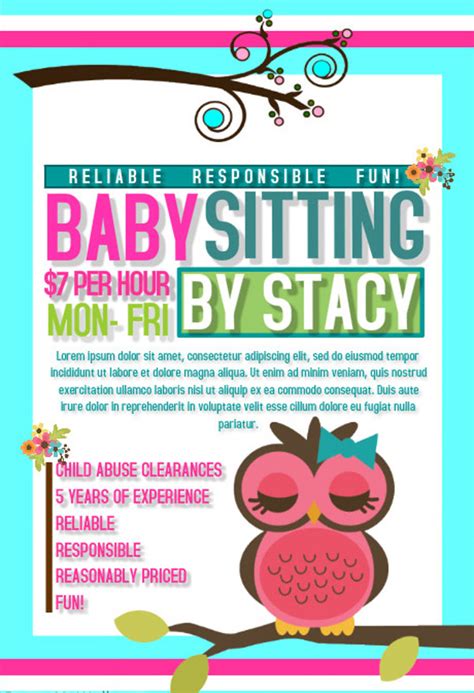 On this website, you can make lots of fascinating and free printable flyer for your business. FREE 18+ Beautiful Babysitting Flyer Templates in MS Word ...