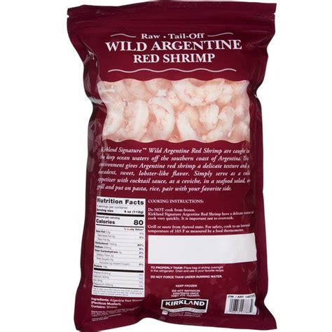 Kirkland Signature Wild Argentine Red Shrimp Raw 30 50 Ct 2 Lbs Costco Food Database