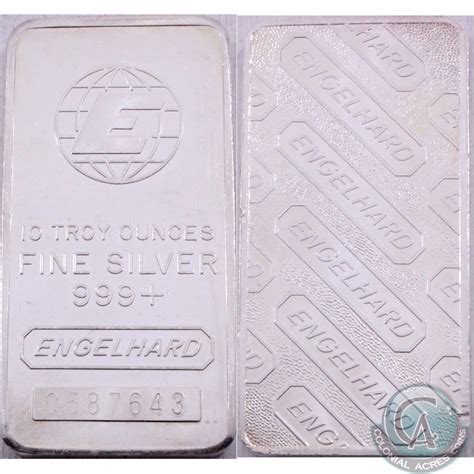 Engelhard 10 Troy Oz 999 Fine Silver Bar Tax Exempt