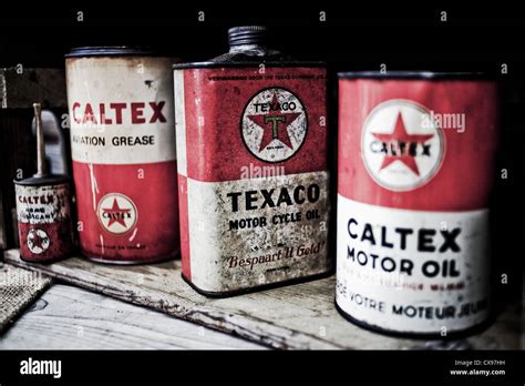 Still Life Image Of Old Motor Oil Cans Stock Photo Alamy