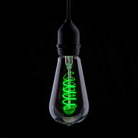 Prolite 4w Led St64 Spiral Filament Lamp Es Green Lighting From