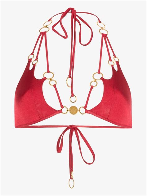Agent Provocateur Davine Ring Embellished Bikini Top In Red Lyst