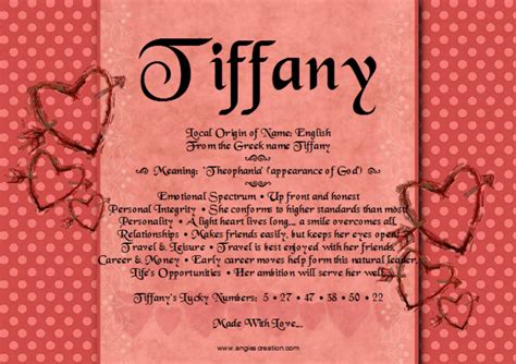 Tiffany Name Meaning And Analysis Names With Meaning Names Meant