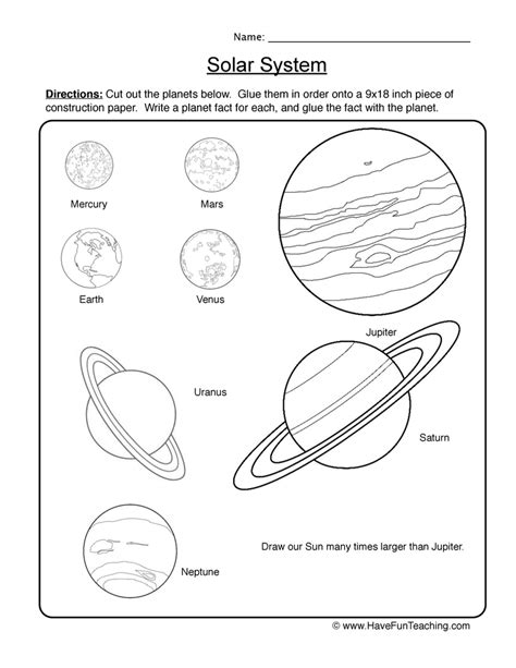 Science Worksheet On Solar System