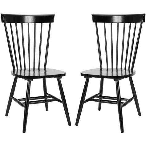 Yaheetech mid century dining chairs armless with backrest modern kitchen chairs metal legs fabric leather seat set of 4, black. Safavieh Riley Black Wood Kitchen Dining Room Chair Set of ...