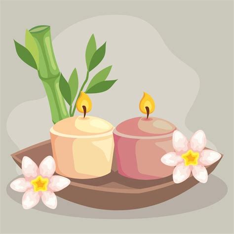 premium vector candles with bamboo of spa