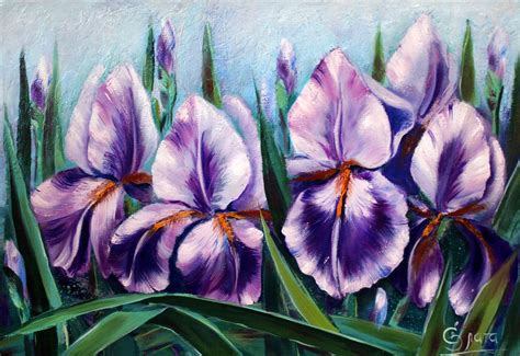 Original Painting Flowers Art Oil Painting Irises Purple Etsy