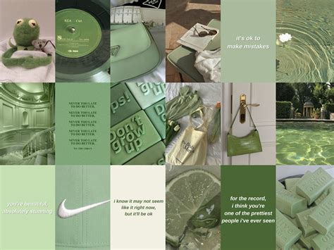 Cool Sage Green Collage Wallpaper Laptop References