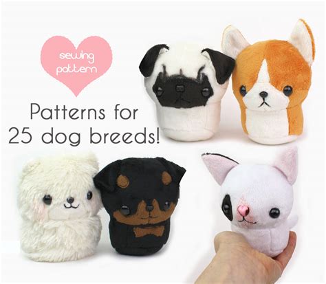 Plush sewing pattern in digital format, not a handmade plush. PDF sewing pattern Teacup Puppy dog stuffed animal plush