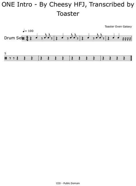 One Intro By Cheesy Hfj Transcribed By Toaster Sheet Music For