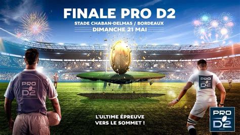 Avec une seule défaite en neuf matches, la section est un solide troisième de pro d2, pour qui se profile, comme la saison. PRO D2: les billets de la finale à Chaban-Delmas en vente ...