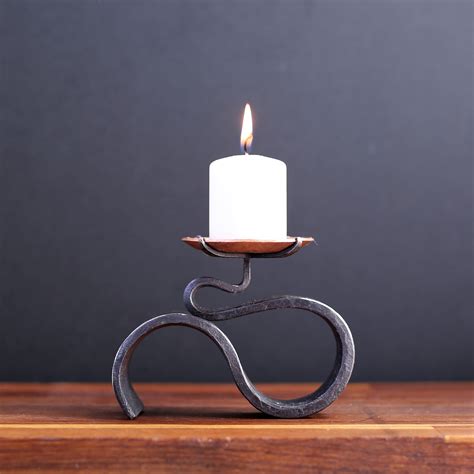 Candle Holder Iron And Copper Hand Forged 6th 7th Etsy Uk