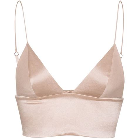 T BY ALEXANDER WANG Triangle Nude Silk Bralette Liked On Polyvore Featuring Tops Shirts